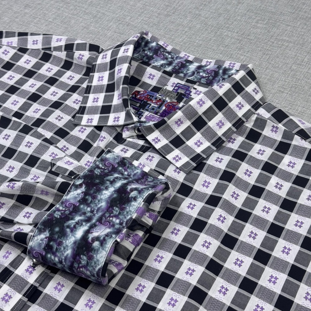 Robert Graham Button-Down Shirt Mens 2XLT Black Long Sleeve Check Cotton